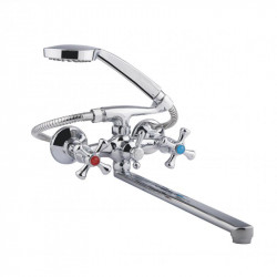 Змішувач для ванни Lidz Lamb 143 з поворотним виливом двохвентильний (з душовим гарнітуром) LDLAM143CRM22143 Chrome Змішувач для ванни Lidz Lamb 143 з поворотним виливом двохвентильний (з душовим гарнітуром) LDLAM143CRM22143 Chrome