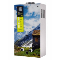 Колонка газова димохідна Thermo Alliance JSD20-10GC 10 л панель скляна з малюнком гори Колонка газова димохідна Thermo Alliance JSD20-10GC 10 л панель скляна з малюнком гори