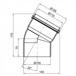Коліно PPR каналізаційне TA Sewage 110, 22° Коліно PPR каналізаційне TA Sewage 110, 22°