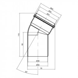 Коліно PPR каналізаційне TA Sewage 50, 30° Коліно PPR каналізаційне TA Sewage 50, 30°
