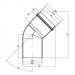Коліно PPR каналізаційне TA Sewage 50, 45° Коліно PPR каналізаційне TA Sewage 50, 45°