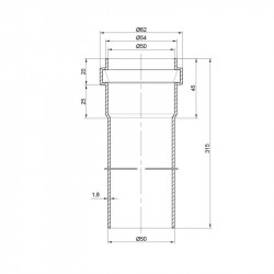 Труба PPR каналізаційна TA Sewage 50х2, 0,315 м Труба PPR каналізаційна TA Sewage 50х2, 0,315 м