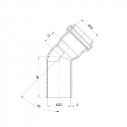 Коліно PPR каналізаційне TA Sewage 32, 45° Коліно PPR каналізаційне TA Sewage 32, 45°