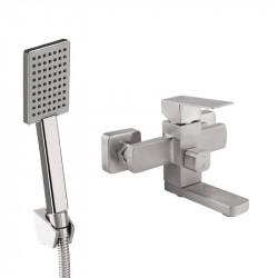 Змішувач для ванни Lidz Kubis 006 з поворотним виливом (з душовим гарнітуром) (k35) LDKUB006NKS28536 Nickel Змішувач для ванни Lidz Kubis 006 з поворотним виливом (з душовим гарнітуром) (k35) LDKUB006NKS28536 Nickel