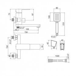 Змішувач для ванни Lidz Kubis 006 з поворотним виливом (з душовим гарнітуром) (k35) LDKUB006NKS28536 Nickel Змішувач для ванни Lidz Kubis 006 з поворотним виливом (з душовим гарнітуром) (k35) LDKUB006NKS28536 Nickel