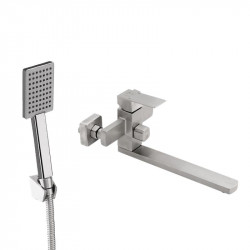 Змішувач для ванни Lidz Kubis 005 з поворотним виливом (з душовим гарнітуром) (k35) LDKUB005NKS28537 Nickel Змішувач для ванни Lidz Kubis 005 з поворотним виливом (з душовим гарнітуром) (k35) LDKUB005NKS28537 Nickel