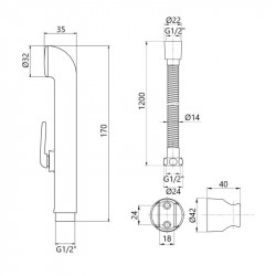Набор для гігієнічного душу Qtap Inspai-Varius округлий QTSETCRMA021 Chrome/Grey (Set)