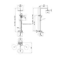 Душова система універсальна Qtap Grand на три споживача (з виливом) QTGRABCR1004 Chrome/Black