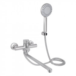 Змішувач для ванни Lidz Aria 005 з поворотним виливом (з душовим гарнітуром) (k35) LDARI005NKS34939 Nickel Змішувач для ванни Lidz Aria 005 з поворотним виливом (з душовим гарнітуром) (k35) LDARI005NKS34939 Nickel