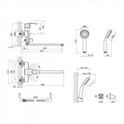 Змішувач для ванни Lidz Anny 005C2 з поворотним виливом (з душовим гарнітуром) (k40) LDANN005C2CRM35102 Chrome Змішувач для ванни Lidz Anny 005C2 з поворотним виливом (з душовим гарнітуром) (k40) LDANN005C2CRM35102 Chrome