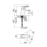 Змішувач для раковини Lidz Gloria 001F (k35) LDGLO001FCRM35116 Chrome
