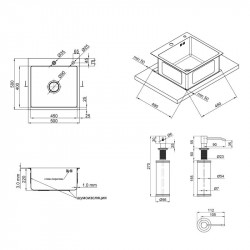 Мийка для кухні інтегрована Lidz Handmade H5050 (LDH5050BRU35375) Brushed Steel 3,0/1,0 мм