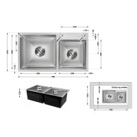 Мийка для кухні з двома чашами інтегрована Lidz Handmade H7843 (LDH7843BRU35387) Brushed Steel 3,0/1,0 мм Мийка для кухні з двома чашами інтегрована Lidz Handmade H7843 (LDH7843BRU35387) Brushed Steel 3,0/1,0 мм