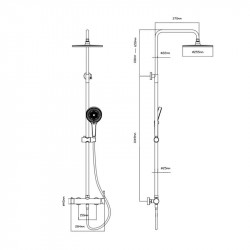 Душова система універсальна Qtap Sloup на два споживача QT57103OC Chrome Душова система універсальна Qtap Sloup на два споживача QT57103OC Chrome