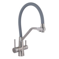 Змішувач для кухні Lidz Aria 020F3 з гнучким виливом з підключенням для питної води (k35) LDARI020F3GNK39211 Grey / Nickel Змішувач для кухні Lidz Aria 020F3 з гнучким виливом з підключенням для питної води (k35) LDARI020F3GNK39211 Grey / Nickel