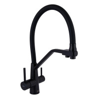 Змішувач для кухні Lidz Aria 020F3 з гнучким виливом з підключенням для питної води (k35) LDARI020F3BLA39212 Black Matt Змішувач для кухні Lidz Aria 020F3 з гнучким виливом з підключенням для питної води (k35) LDARI020F3BLA39212 Black Matt