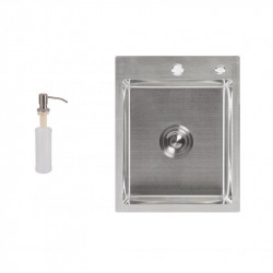 Мийка для кухні інтегрована Lidz Handmade H4050 (LDH4050BRU39258) Brushed Steel 3,0/1,0 мм