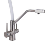 Змішувач для кухні Lidz Aria 020F3 з гнучким виливом з підключенням для питної води (k35) LDARI020F3WNK39480 White / Nickel Змішувач для кухні Lidz Aria 020F3 з гнучким виливом з підключенням для питної води (k35) LDARI020F3WNK39480 White / Nickel