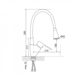 Змішувач для кухні Lidz Tani 008F3 з гнучким виливом (k40) LDTAN008F3BCR39484 Chrome/Black