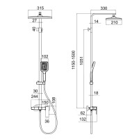 Душова система для кабіни Qtap Capricorn на три споживача (з виливом) 53103KNC Chrome