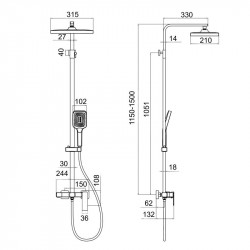 Душова система для кабіни Qtap Capricorn на три споживача (з виливом) 53103KNC Chrome Душова система для кабіни Qtap Capricorn на три споживача (з виливом) 53103KNC Chrome