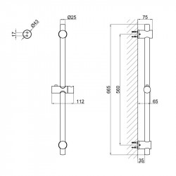 Душова стійка з тримачем універсальна Qtap Lepit 665 мм округла QTLEP82103OC Chrome Душова стійка з тримачем універсальна Qtap Lepit 665 мм округла QTLEP82103OC Chrome