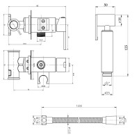 Набор для гігієнічного душу Qtap Inspai-Varius прямокутний QT259710842859NB Black Matt