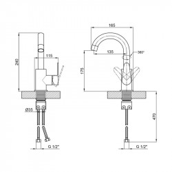 Змішувач для кухні Lidz Vida 015F2 (k35) LDVID015F2NKS43353 Nickel
