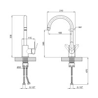 Змішувач для кухні Lidz Vida 015F (k35) LDVID015FNKS43355 Nickel Змішувач для кухні Lidz Vida 015F (k35) LDVID015FNKS43355 Nickel