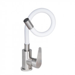 Змішувач для кухні Lidz Vida 015F3 з гнучким виливом (k35) LDVID015F3WHI43357 White / Nickel