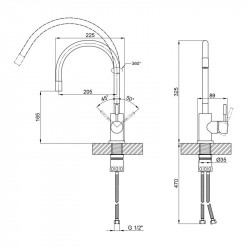 Змішувач для кухні Lidz Aria 015F3 з гнучким виливом (k35) LDARI015F3WHI43362 White / Nickel