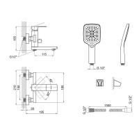 Змішувач для ванни Lidz Kubis 05P-SES Змішувач для ванни Lidz Kubis 05P-SES