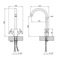 Змішувач для кухні Lidz Wind 013F двохвентильний LDWIN013FNKS43390 Nickel Змішувач для кухні Lidz Wind 013F двохвентильний LDWIN013FNKS43390 Nickel