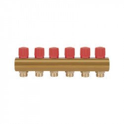 Колектор Icma з регулювальними вентилями 1" 6 виходів №1105 (Red) Колектор Icma з регулювальними вентилями 1" 6 виходів №1105 (Red)