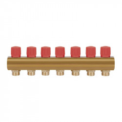 Колектор Icma з регулювальними вентилями 1" 7 виходів №1105 (Red) Колектор Icma з регулювальними вентилями 1" 7 виходів №1105 (Red)