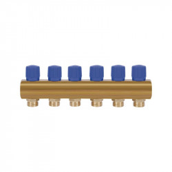 Колектор Icma з регулювальними вентилями 1" 6 виходів №1105 (Blue) Колектор Icma з регулювальними вентилями 1" 6 виходів №1105 (Blue)