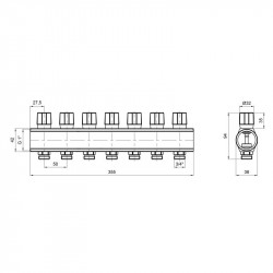 Колектор Icma з регулювальними вентилями 1" 7 виходів №1105 (Blue) Колектор Icma з регулювальними вентилями 1" 7 виходів №1105 (Blue)