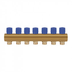 Колектор Icma з регулювальними вентилями 1" 7 виходів №1105 (Blue) Колектор Icma з регулювальними вентилями 1" 7 виходів №1105 (Blue)