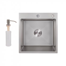 Мийка для кухні інтегрована Lidz Handmade H5050G (LDH5050GPVD43620) Brushed Grey PVD 3,0/1,0 мм