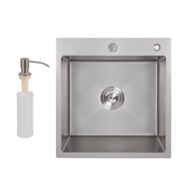 Мийка для кухні інтегрована Lidz Handmade H5050G (LDH5050GPVD43620) Brushed Grey PVD 3,0/1,0 мм