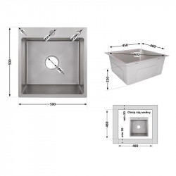 Мийка для кухні інтегрована Lidz Handmade H5050G (LDH5050GPVD43620) Brushed Grey PVD 3,0/1,0 мм