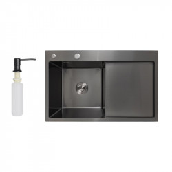 Мийка для кухні інтегрована Lidz Handmade H7849BR крило праворуч (LIDZH7849BRPVD3008) Brushed Black PVD 3,0/1,0 мм Мийка для кухні інтегрована Lidz Handmade H7849BR крило праворуч (LIDZH7849BRPVD3008) Brushed Black PVD 3,0/1,0 мм