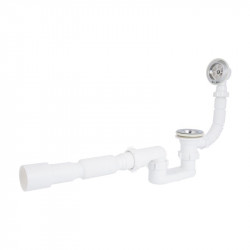 Сифон для ванни Lidz LSW05 випуск 70 мм, плоский, без ревізії, із пробкою на ланцюгу (вихід гофра 40/50мм)