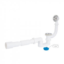 Сифон для ванни Lidz LSW05 випуск 70 мм, плоский, без ревізії, із пробкою на ланцюгу (вихід гофра 40/50мм)