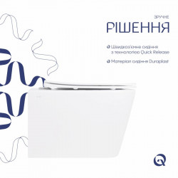 Унітаз підвісний Qtap Crow безобідковий з сідінням Soft-close QT05335171W