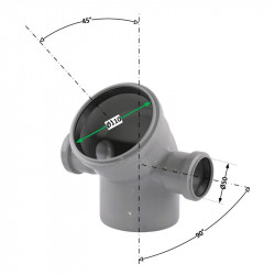 Відвід (коліно) 2P (LR) 110/110/45+2*50/90 (ліве+праве) TA Sewage