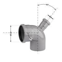 Відвід (коліно) 110x90 ° з відведенням 50х67 ° TA Sewage Відвід (коліно) 110x90 ° з відведенням 50х67 ° TA Sewage