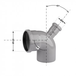 Відвід (коліно) 110x90 ° з відведенням 50х67 ° TA Sewage