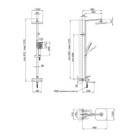 Душова система універсальна Lidz Wawel 1030 на три споживача (з виливом) (k35) LDWAW1030CRM45391 Chrome
