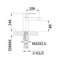 Змішувач для раковини Lidz Latwa 001 (k35) LDLAT001BLA45418 Black Змішувач для раковини Lidz Latwa 001 (k35) LDLAT001BLA45418 Black